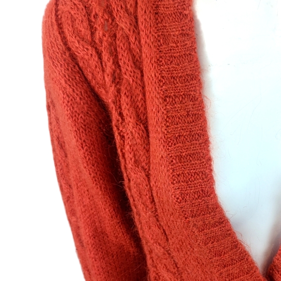 Vintage Wool Button Cardigan Sweater Womens Medium Orange DD Sloane V Neck - Picture 6 of 13